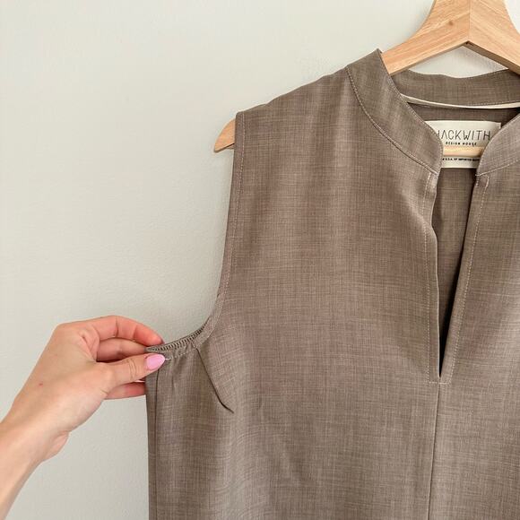 Hackwith Design House High Low Hem Sleeveless Mini Dress Brown M - Picture 6 of 8